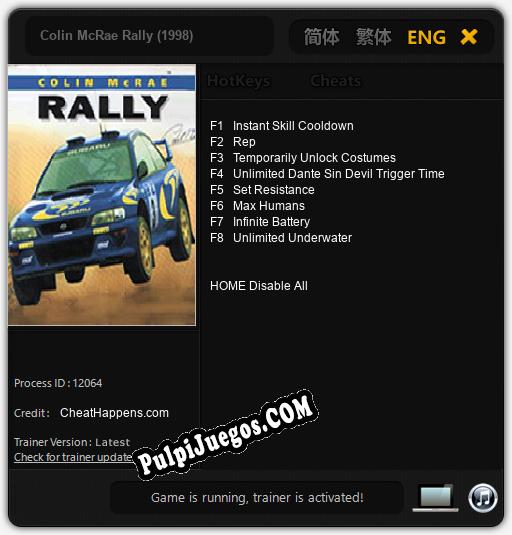 Colin McRae Rally (1998): Trainer +8 [v1.8]