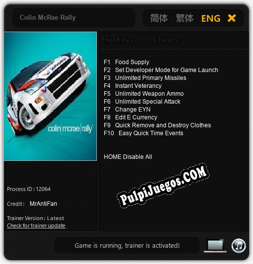 Colin McRae Rally: Trainer +10 [v1.8]