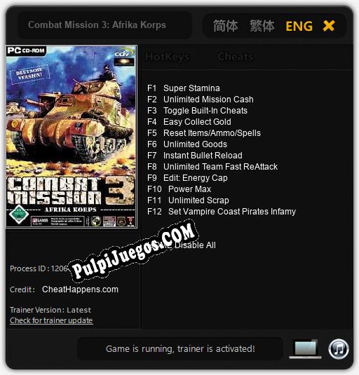 Entrenador liberado a Combat Mission 3: Afrika Korps [v1.0.7]