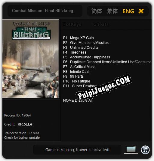 Combat Mission: Final Blitzkrieg: Trainer +11 [v1.3]