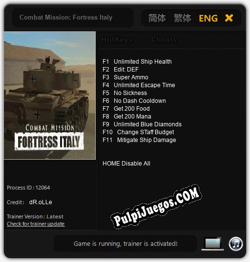 Entrenador liberado a Combat Mission: Fortress Italy [v1.0.5]