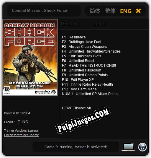 Entrenador liberado a Combat Mission: Shock Force [v1.0.9]