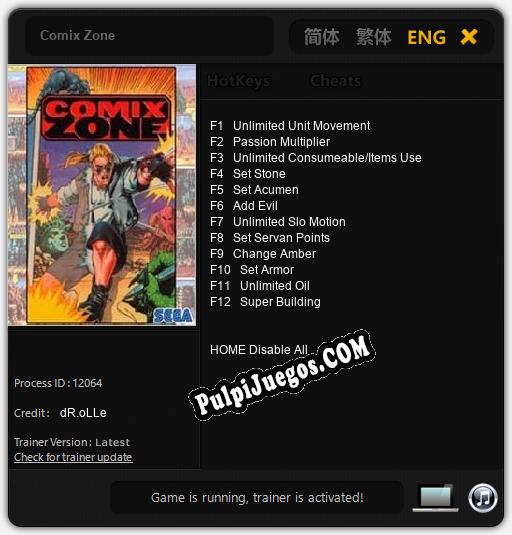 Comix Zone: Trainer +12 [v1.2]