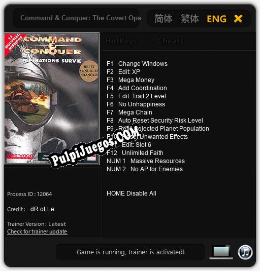 Entrenador liberado a Command & Conquer: The Covert Operations [v1.0.4]