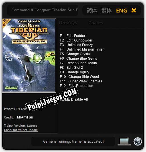 Entrenador liberado a Command & Conquer: Tiberian Sun Firestorm [v1.0.3]