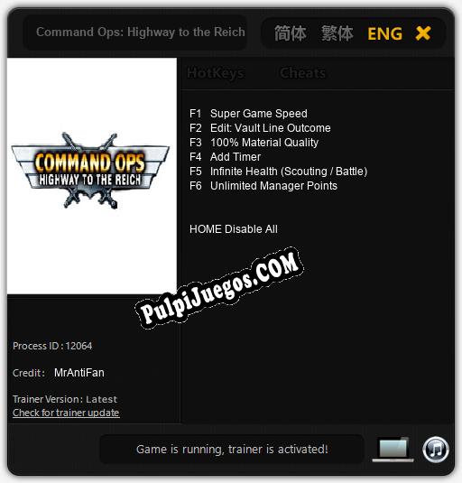 Entrenador liberado a Command Ops: Highway to the Reich [v1.0.8]