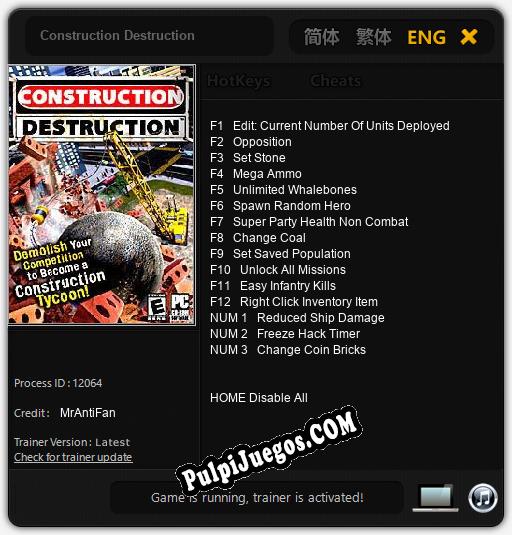 Construction Destruction: Cheats, Trainer +15 [MrAntiFan]