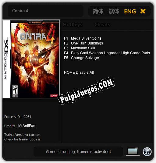 Contra 4: Cheats, Trainer +5 [MrAntiFan]