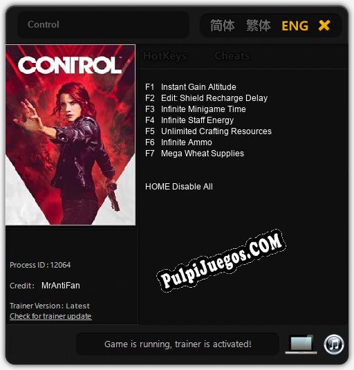 Control: Cheats, Trainer +7 [MrAntiFan]