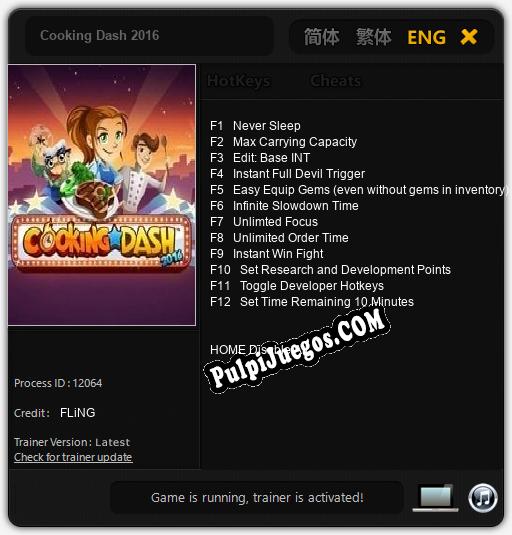 Entrenador liberado a Cooking Dash 2016 [v1.0.4]