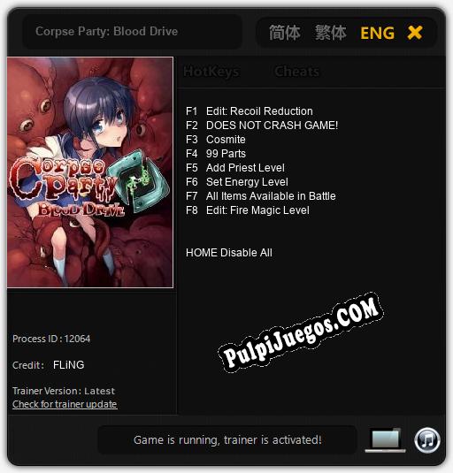 Entrenador liberado a Corpse Party: Blood Drive [v1.0.1]