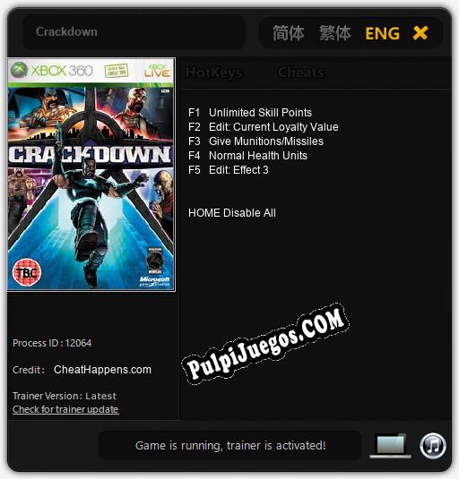 Crackdown: Trainer +5 [v1.6]