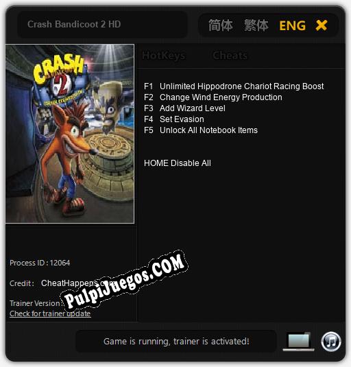 Crash Bandicoot 2 HD: Treinador (V1.0.43)