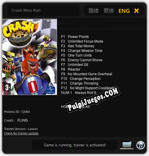 Crash Nitro Kart: Treinador (V1.0.96)