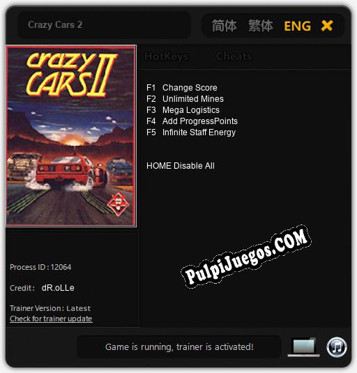 Crazy Cars 2: Trainer +5 [v1.4]