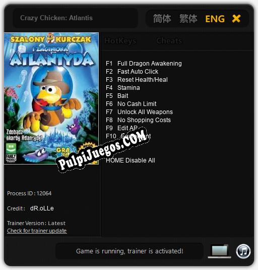 Crazy Chicken: Atlantis: Treinador (V1.0.1)