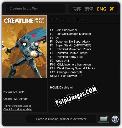 Creature in the Well: Treinador (V1.0.83)