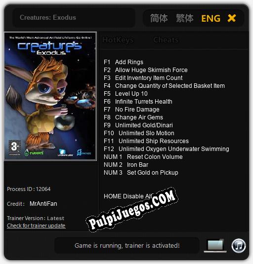 Creatures: Exodus: Cheats, Trainer +15 [MrAntiFan]