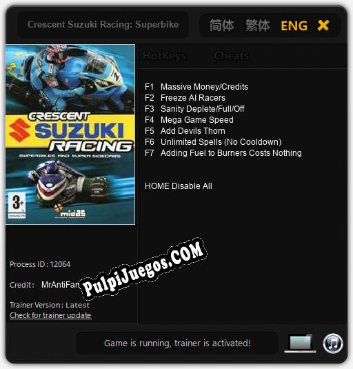 Crescent Suzuki Racing: Superbikes And Super Sidecars: Treinador (V1.0.5)