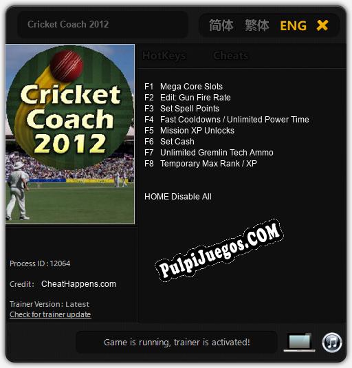 Cricket Coach 2012: Treinador (V1.0.13)