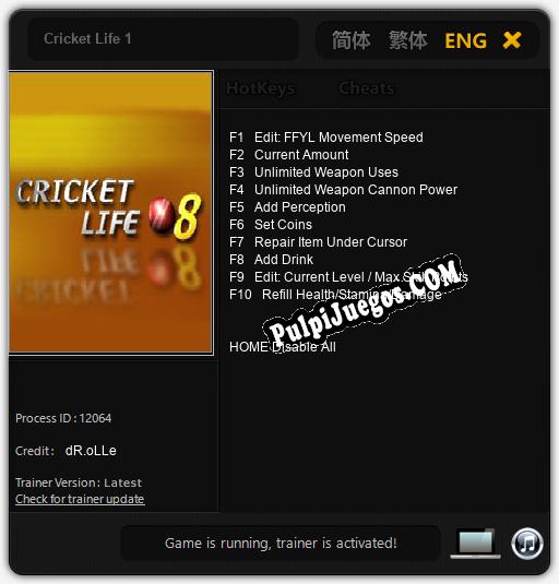 Cricket Life 1: Cheats, Trainer +10 [dR.oLLe]