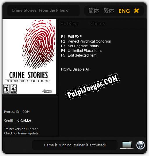 Entrenador liberado a Crime Stories: From the Files of Martin Mystere [v1.0.8]