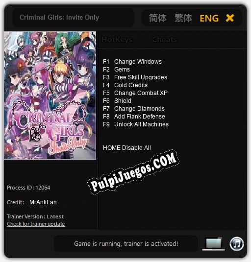 Criminal Girls: Invite Only: Treinador (V1.0.45)