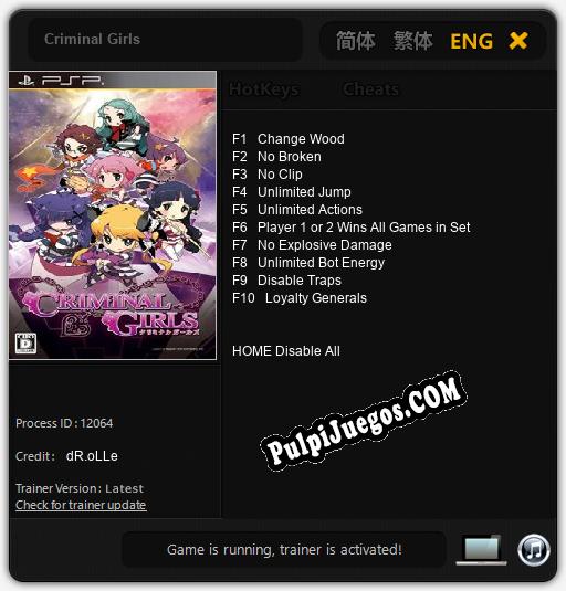 Criminal Girls: Trainer +10 [v1.6]