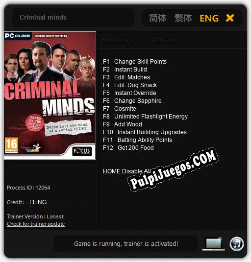 Criminal minds: Trainer +12 [v1.2]