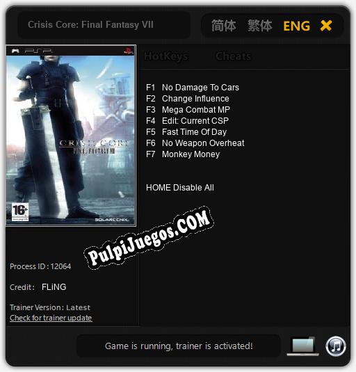 Crisis Core: Final Fantasy VII: Treinador (V1.0.20)