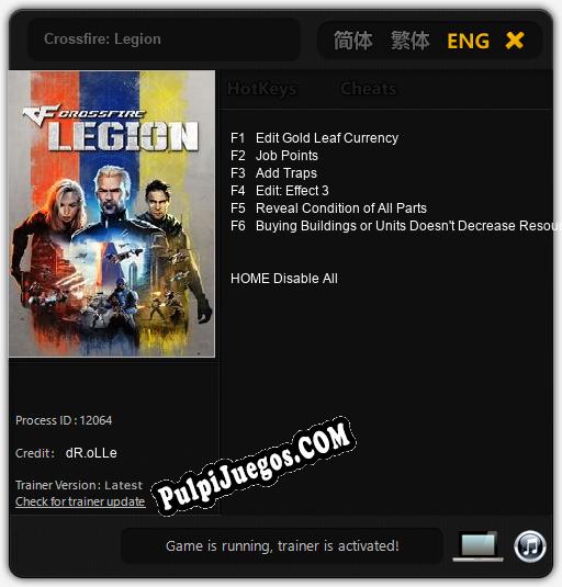 Entrenador liberado a Crossfire: Legion [v1.0.5]