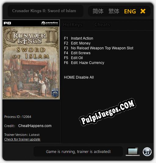 Entrenador liberado a Crusader Kings II: Sword of Islam [v1.0.6]