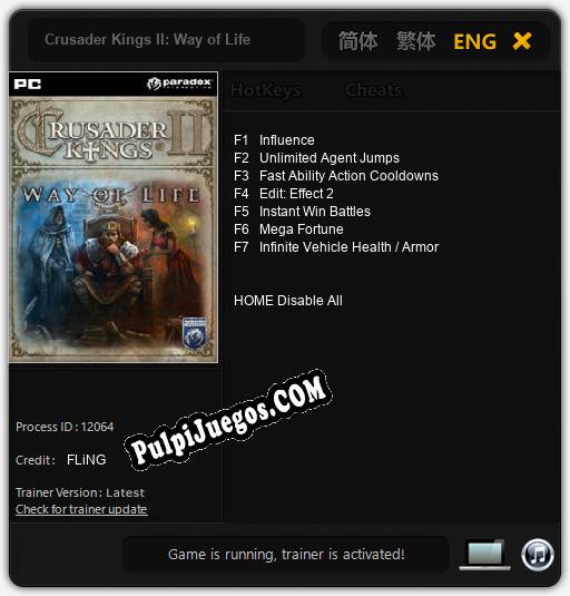 Crusader Kings II: Way of Life: Treinador (V1.0.99)