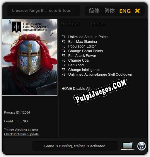 Entrenador liberado a Crusader Kings III: Tours & Tournaments [v1.0.3]