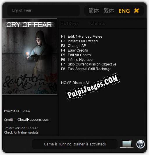 Cry of Fear: Cheats, Trainer +8 [CheatHappens.com]