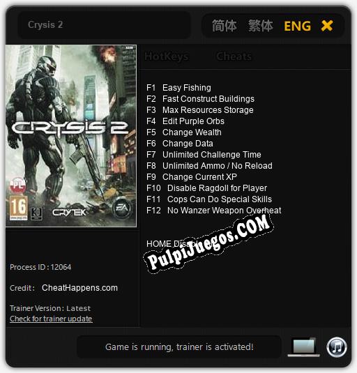 Entrenador liberado a Crysis 2 [v1.0.6]