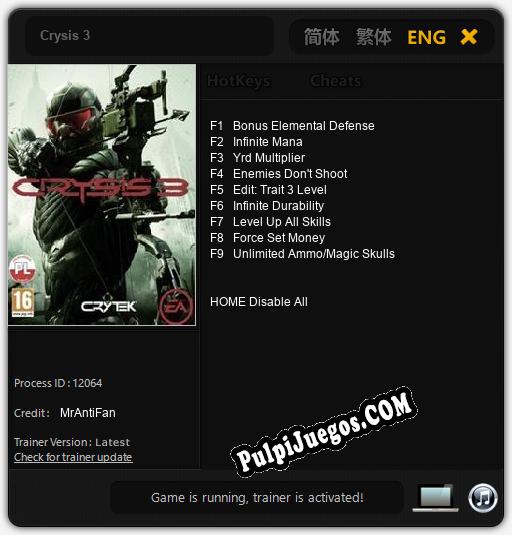 Entrenador liberado a Crysis 3 [v1.0.2]