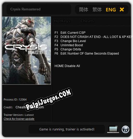 Crysis Remastered: Treinador (V1.0.89)