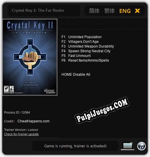 Crystal Key 2: The Far Realm: Treinador (V1.0.28)