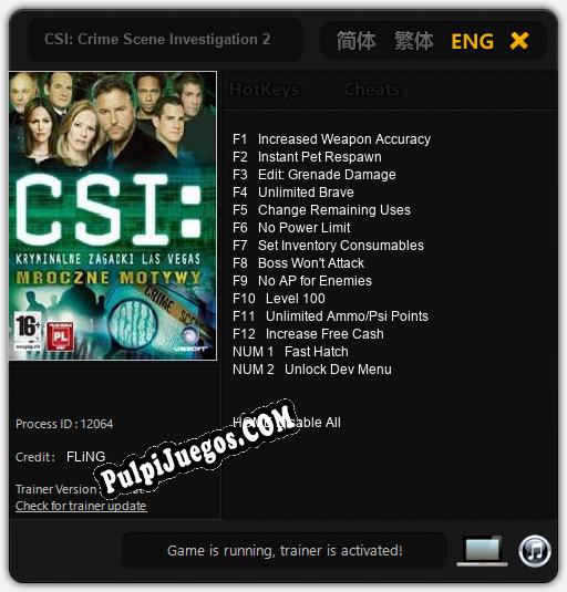 CSI: Crime Scene Investigation 2 Dark Motives: Cheats, Trainer +14 [FLiNG]