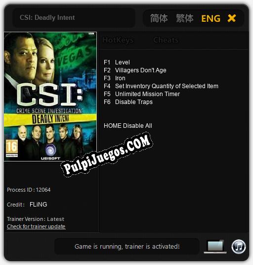 CSI: Deadly Intent: Treinador (V1.0.47)