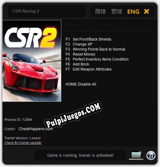 CSR Racing 2: Trainer +7 [v1.1]