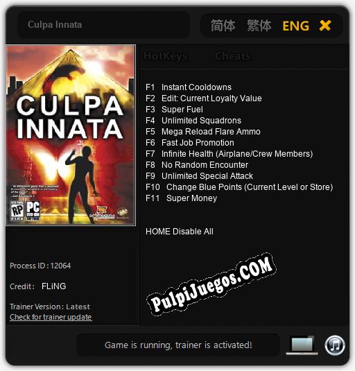 Culpa Innata: Cheats, Trainer +11 [FLiNG]