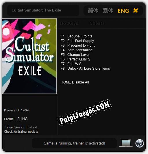 Entrenador liberado a Cultist Simulator: The Exile [v1.0.1]