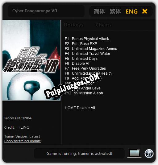 Cyber Danganronpa VR: Cheats, Trainer +12 [FLiNG]