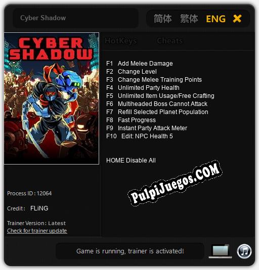 Cyber Shadow: Trainer +10 [v1.4]