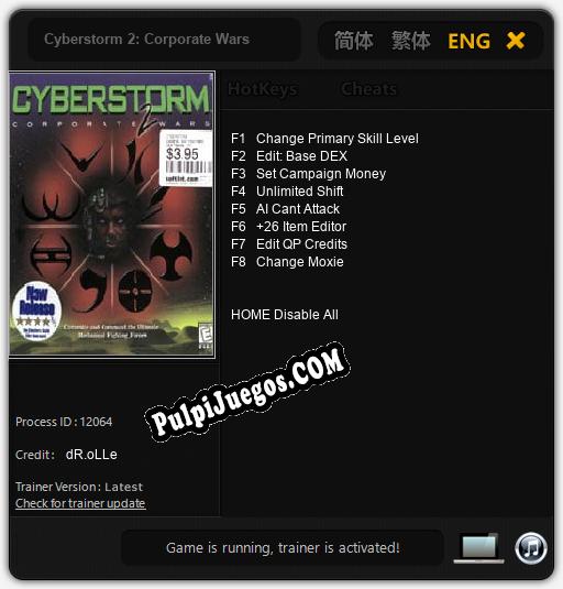 Cyberstorm 2: Corporate Wars: Cheats, Trainer +8 [dR.oLLe]