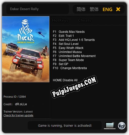 Dakar Desert Rally: Trainer +10 [v1.4]