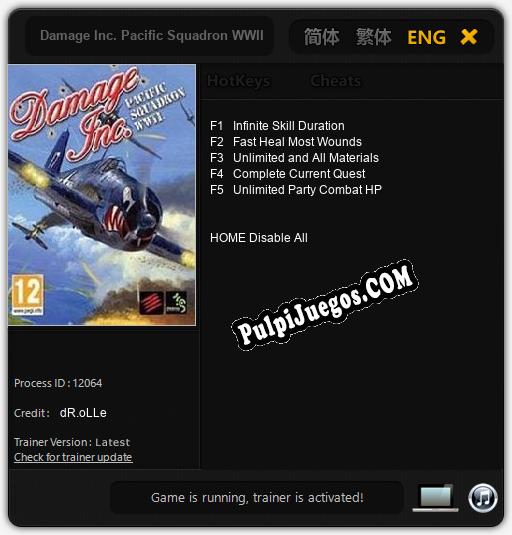 Damage Inc. Pacific Squadron WWII: Treinador (V1.0.41)