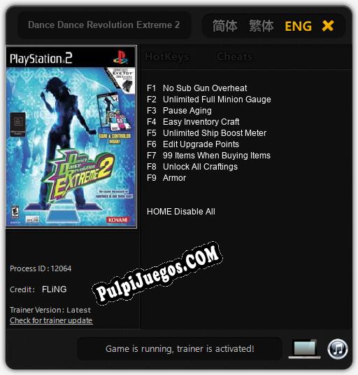 Dance Dance Revolution Extreme 2: Treinador (V1.0.24)